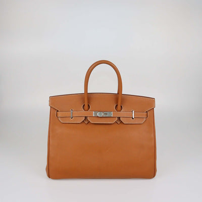 Hermes Gold Epsom Leather Palladium Hardware Birkin 35 Bag