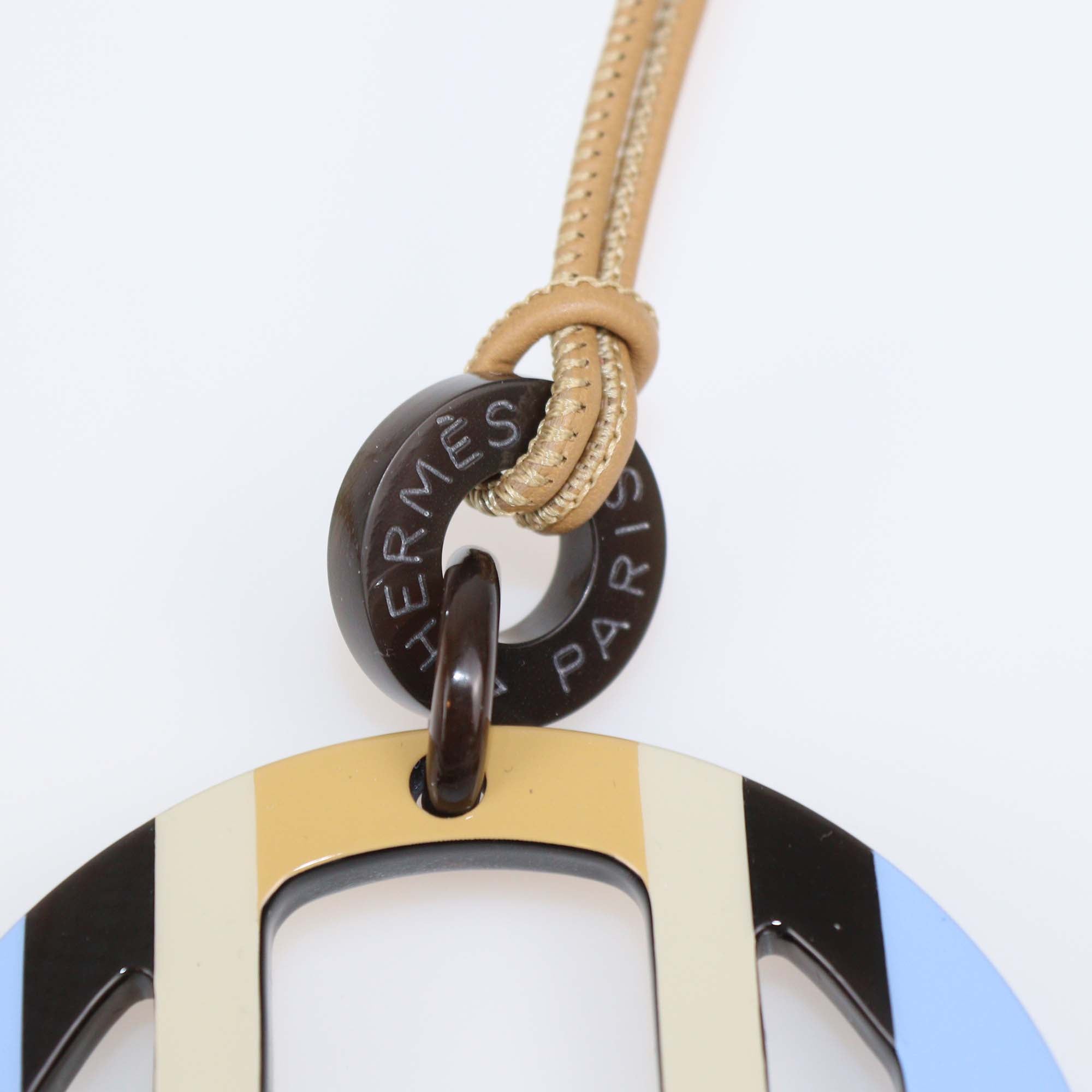 Hermes Multicolor Lacquered Hord H Equipe Pendant Necklace