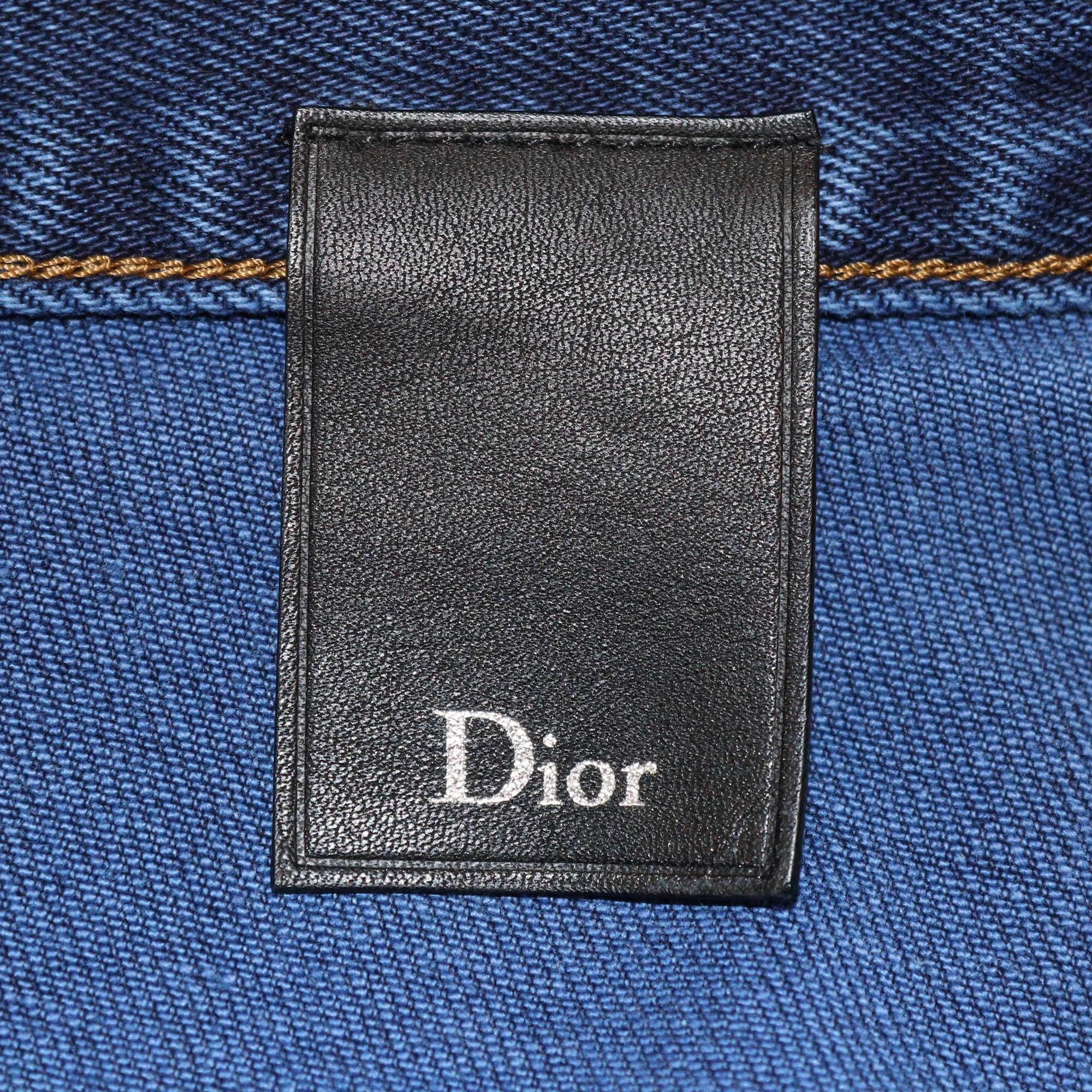 Dior Homme Dark Blue Denim Straight Pants Mens Dior Homme 