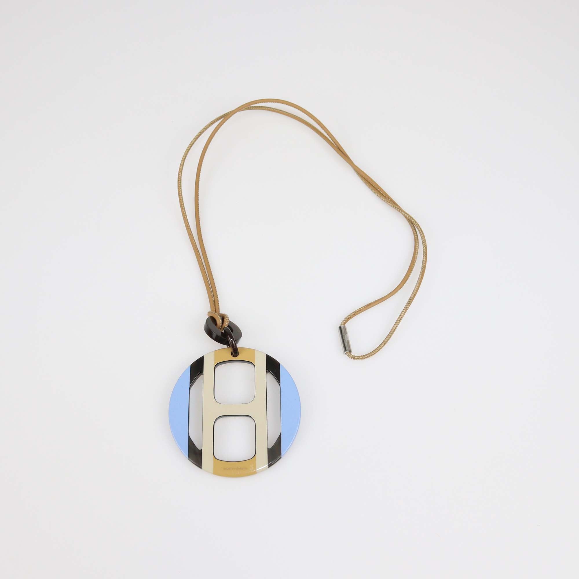 Hermes Multicolor Lacquered Hord H Equipe Pendant Necklace