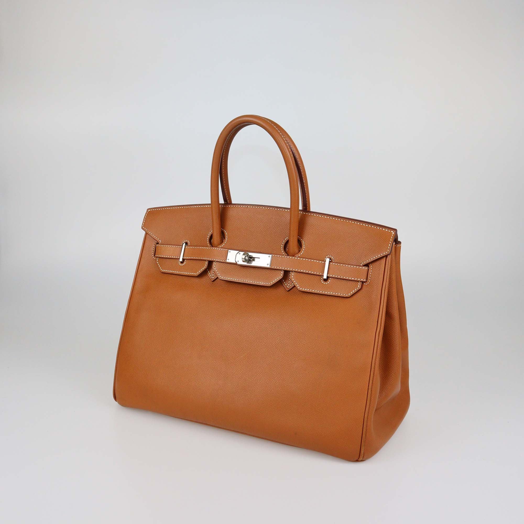 Hermes Gold Epsom Leather Palladium Hardware Birkin 35 Bag