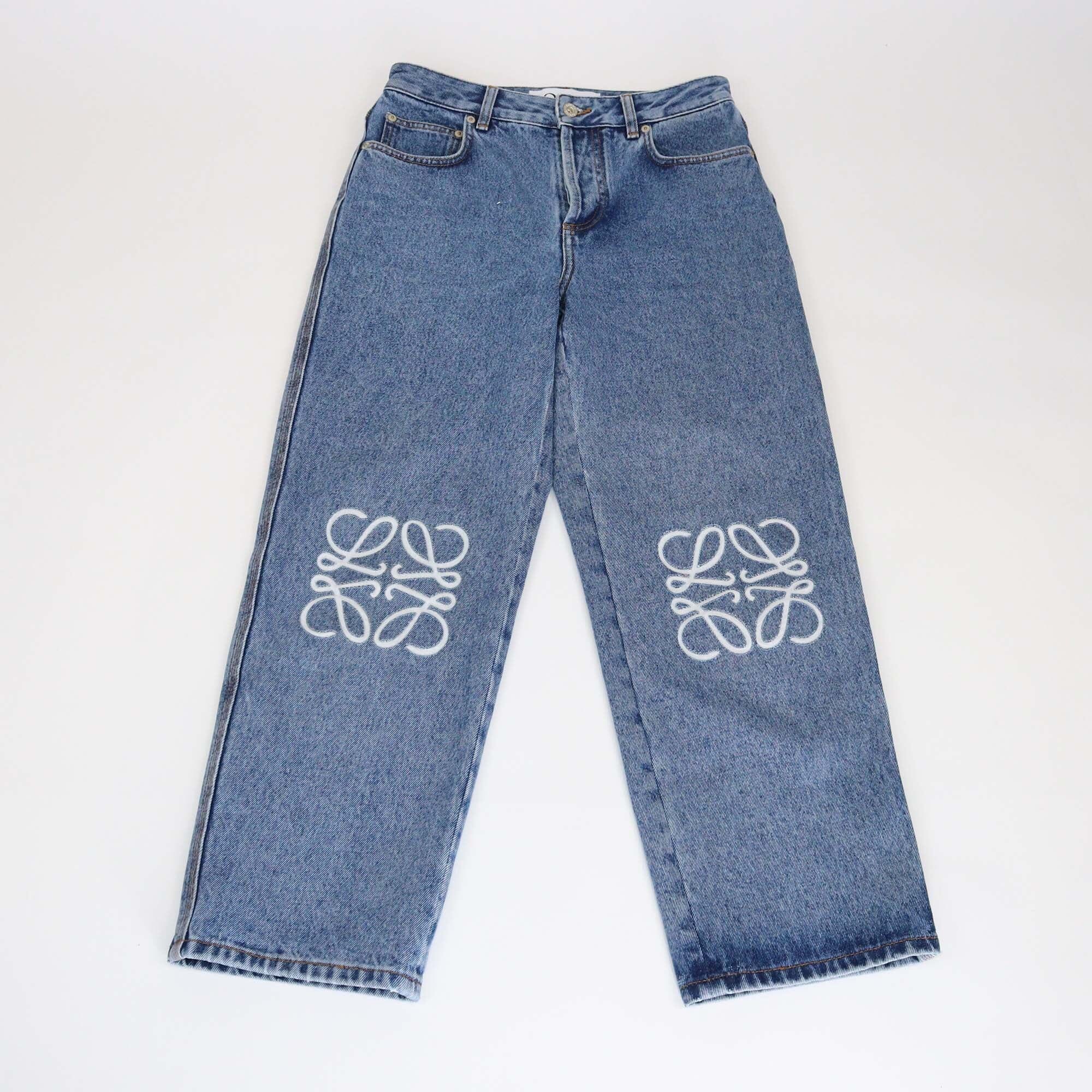 Loewe Blue Denim Anagram Baggy Pants Womens Loewe 