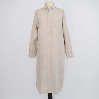 Loro Piana Beige Linen Lora Long Sleeve Shirt Dress
