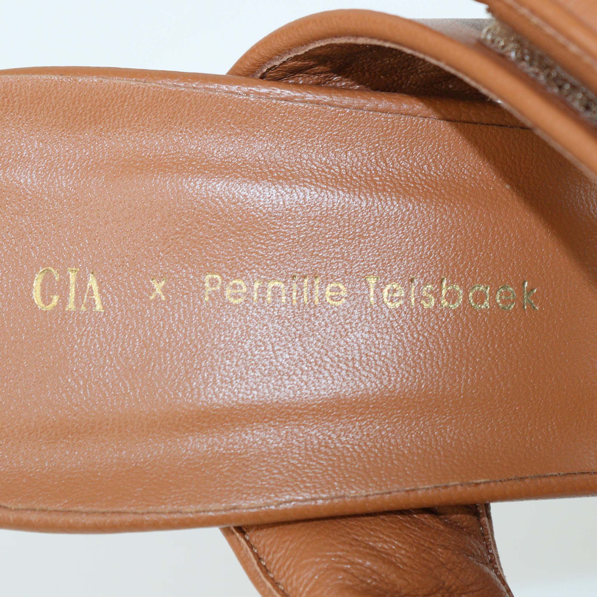 Gia x Pernille Teisbaek Chestnut Leather Sandals