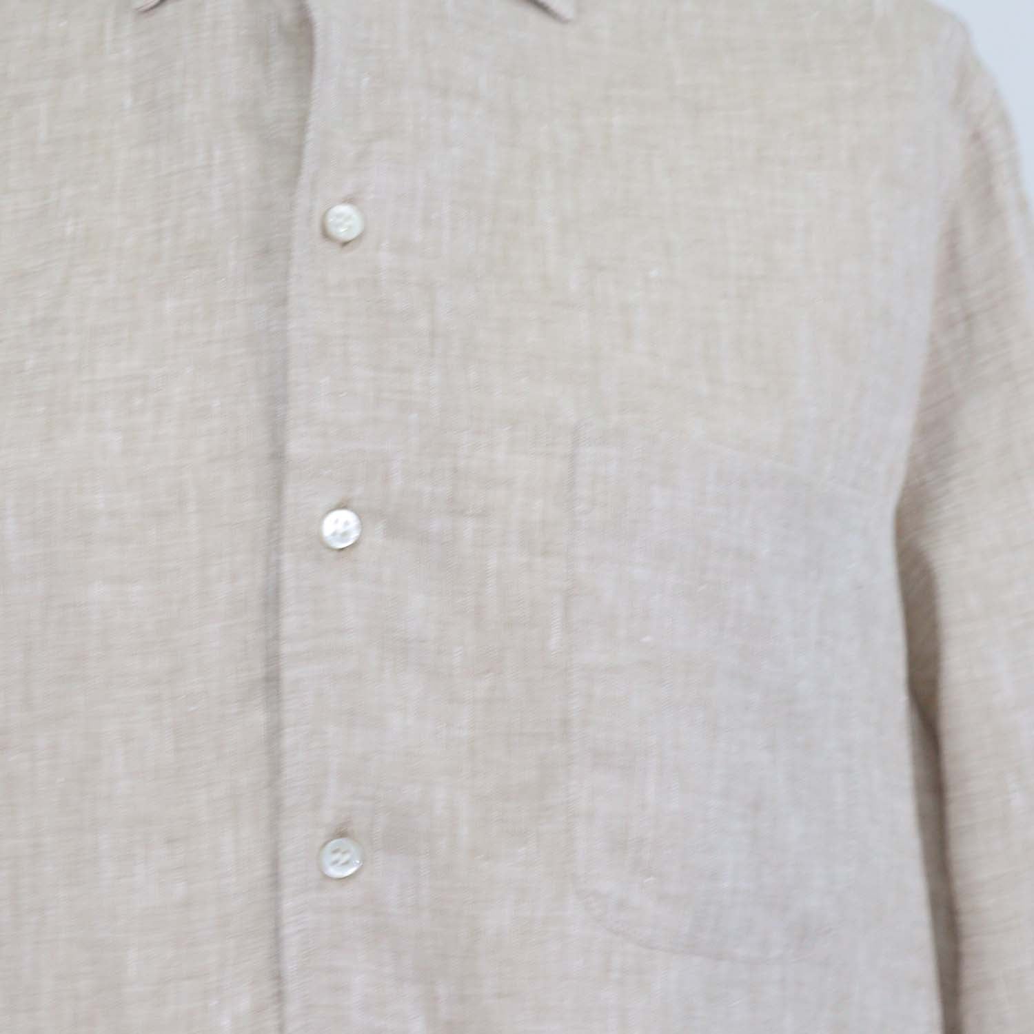 Loro Piana Beige Linen Lora Long Sleeve Shirt Dress