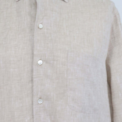 Loro Piana Beige Linen Lora Long Sleeve Shirt Dress