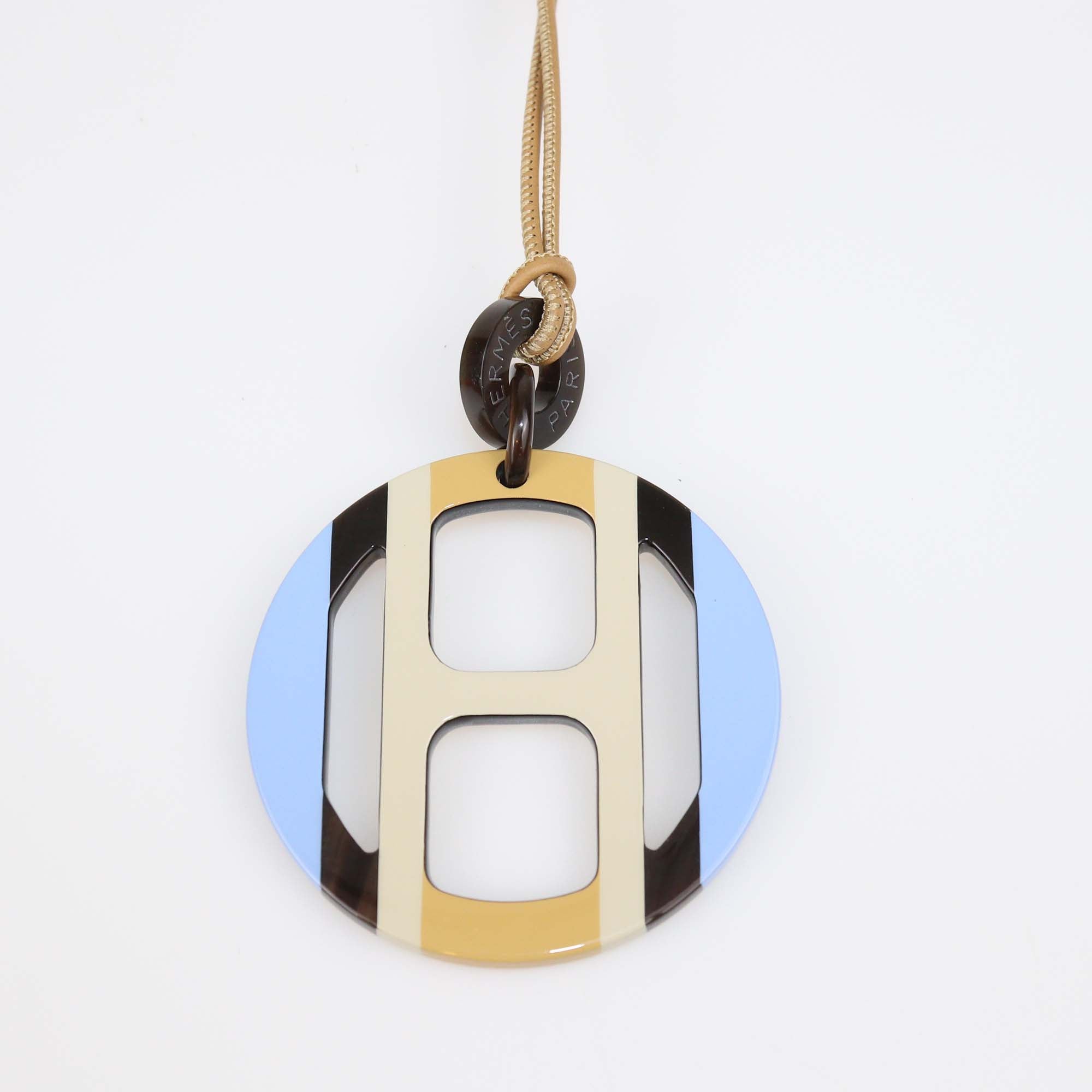 Hermes Multicolor Lacquered Hord H Equipe Pendant Necklace