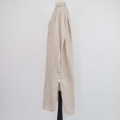 Loro Piana Beige Linen Lora Long Sleeve Shirt Dress