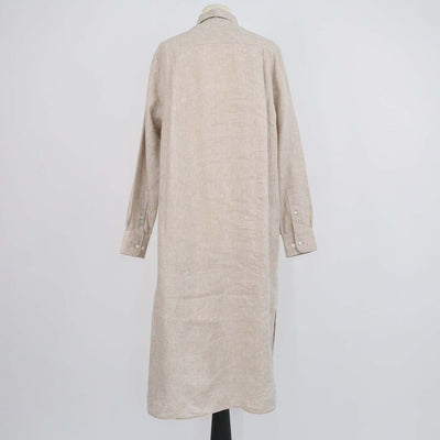 Loro Piana Beige Linen Lora Long Sleeve Shirt Dress