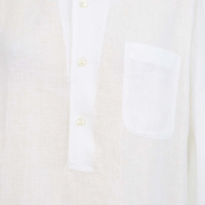 Loro Piana White Linen Lora Long Sleeve Shirt Dress