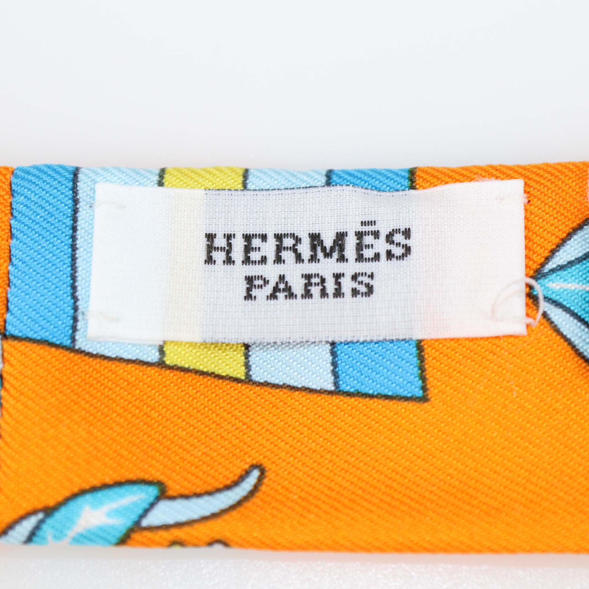 Hermes Multicolor Silk Printed Twillon & Bow Set