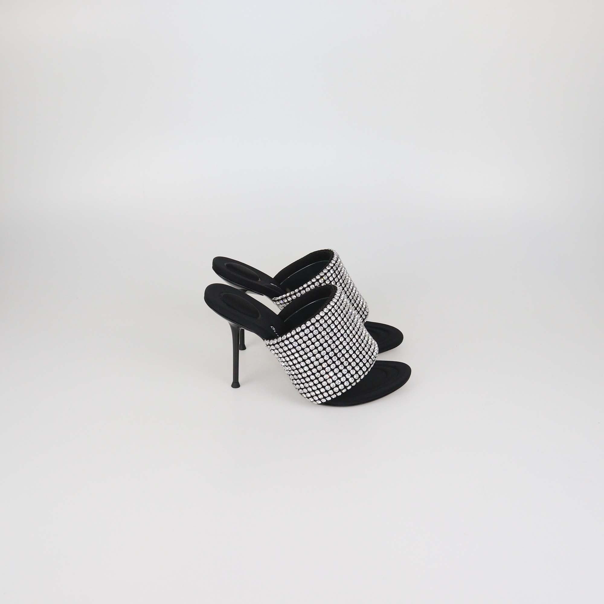 Alexander Wang Black Crystal Neoprene Sienna Slide Sandals