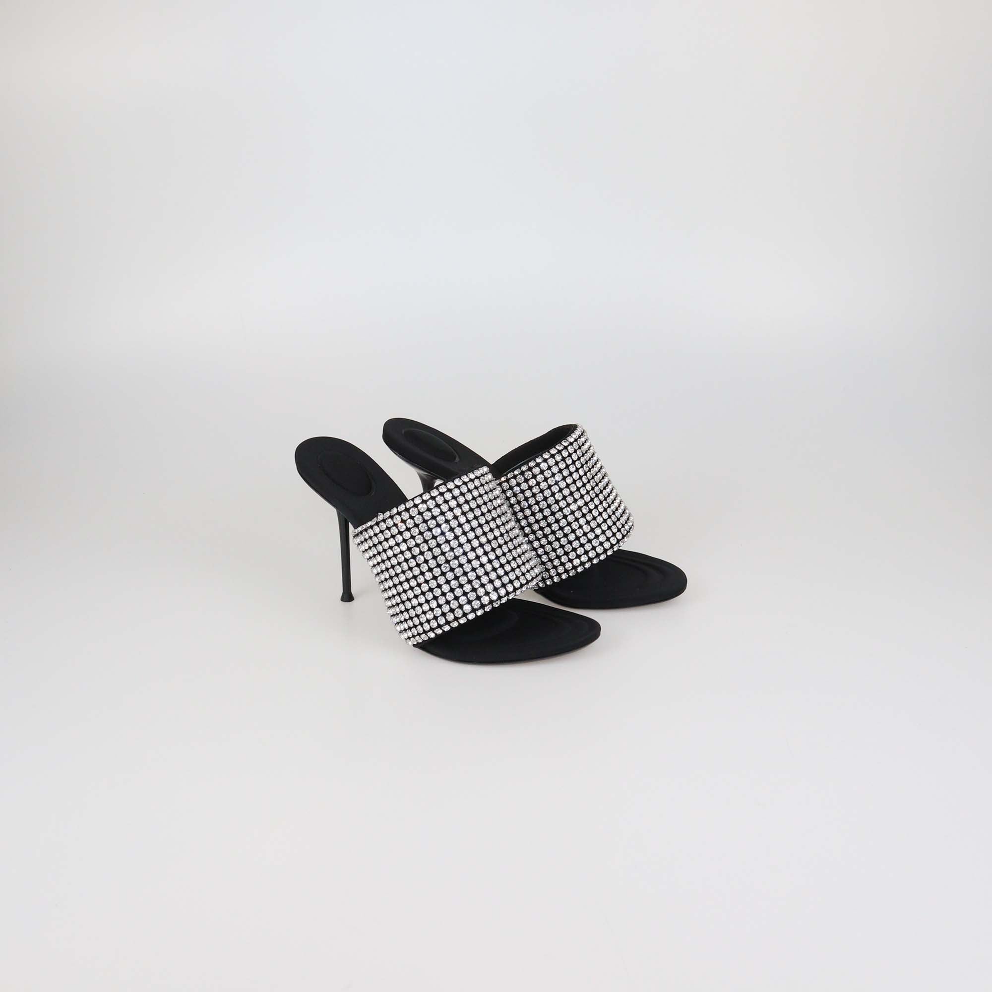 Alexander Wang Black Crystal Neoprene Sienna Slide Sandals