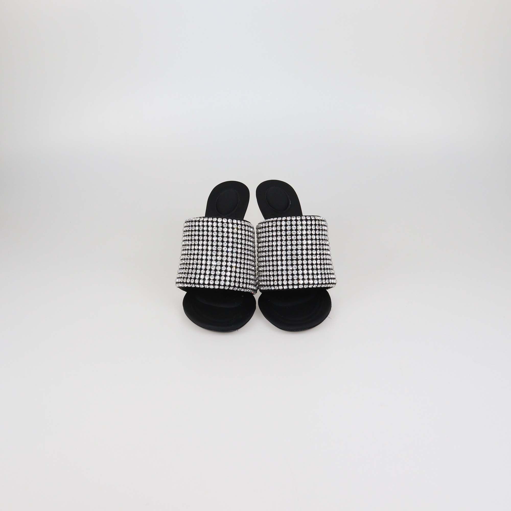 Alexander Wang Black Crystal Neoprene Sienna Slide Sandals