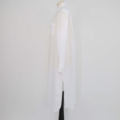 Loro Piana White Linen Lora Long Sleeve Shirt Dress