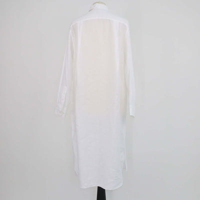 Loro Piana White Linen Lora Long Sleeve Shirt Dress