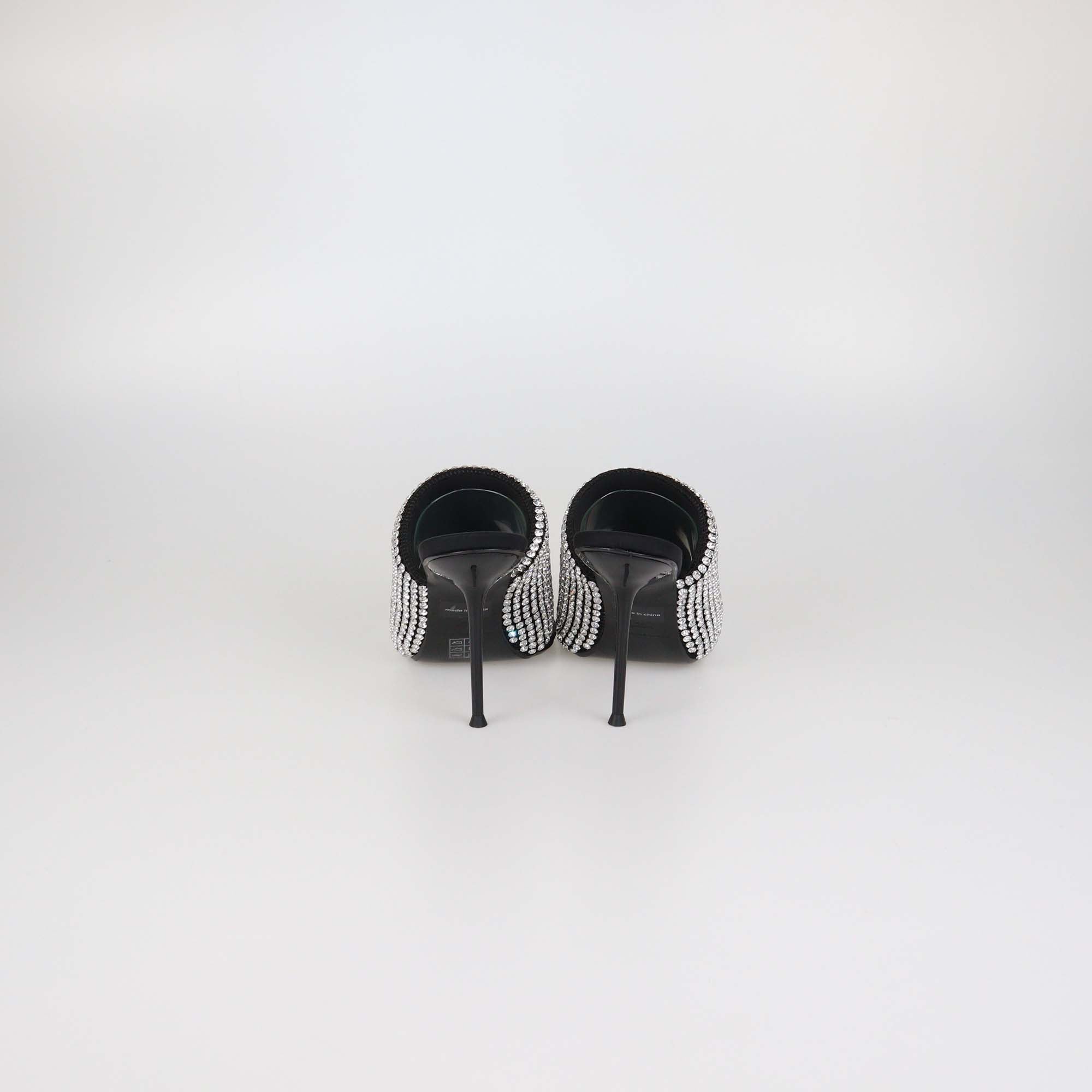 Alexander Wang Black Crystal Neoprene Sienna Slide Sandals