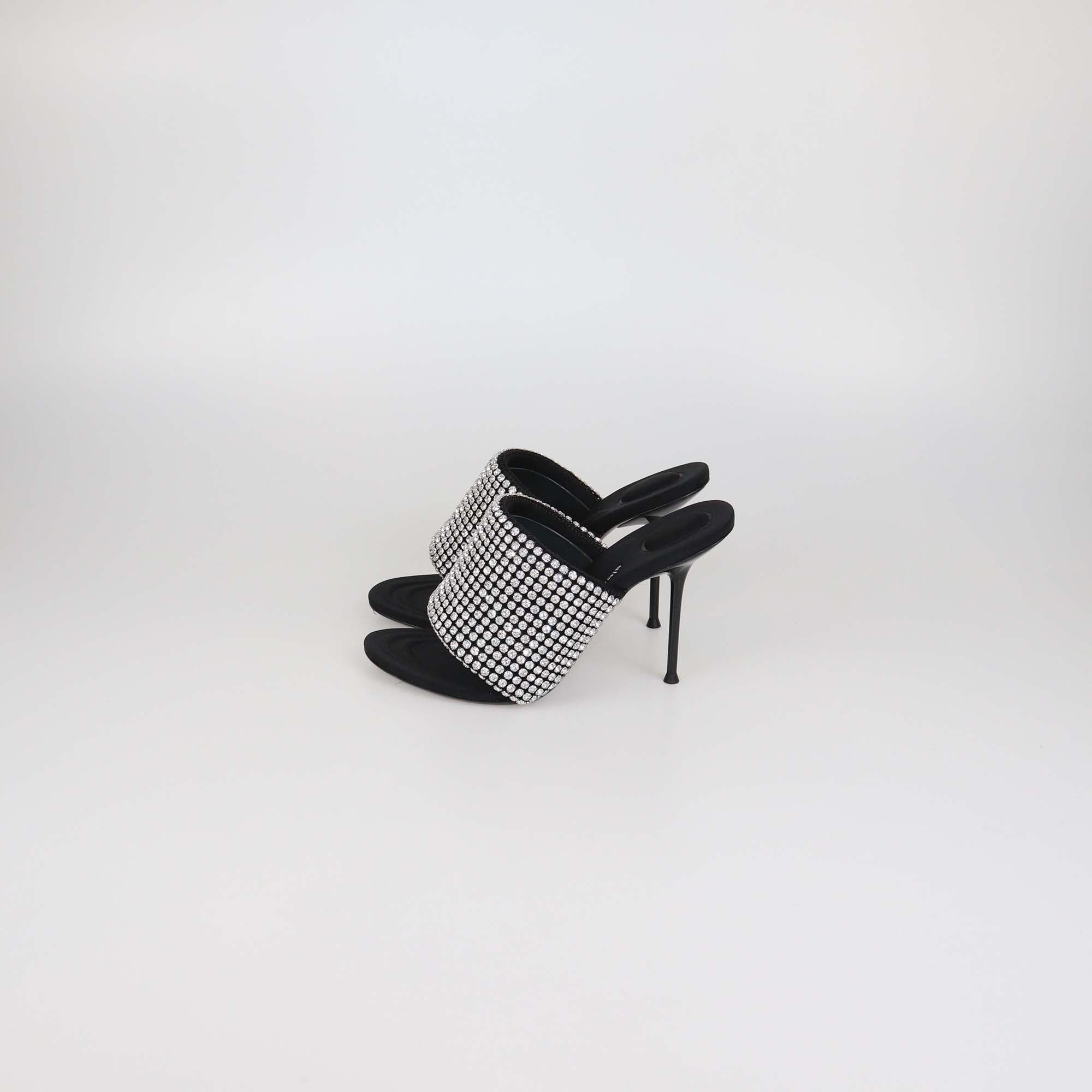 Alexander Wang Black Crystal Neoprene Sienna Slide Sandals