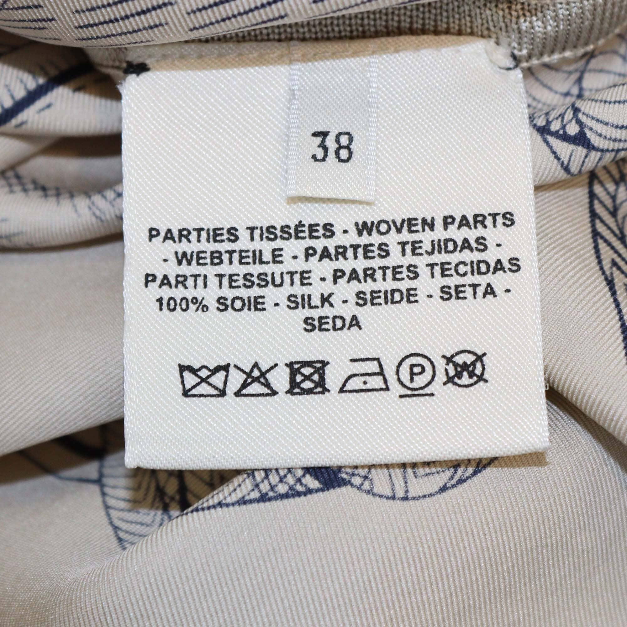 Hermes Beige/Navy Blue Vintage Rope Print Long Sleeve Loose Shirt & Pants Set Womens Hermes 
