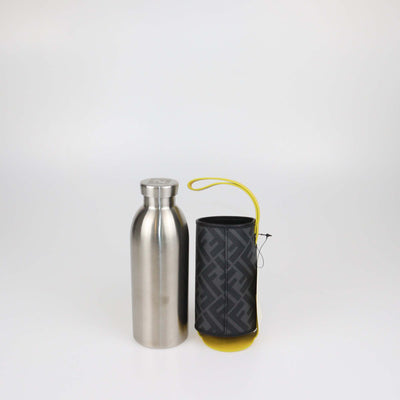 Fendi x 24 Bottles FF Coated Canvas Holder and Silver Stainless Steel Bottle Set