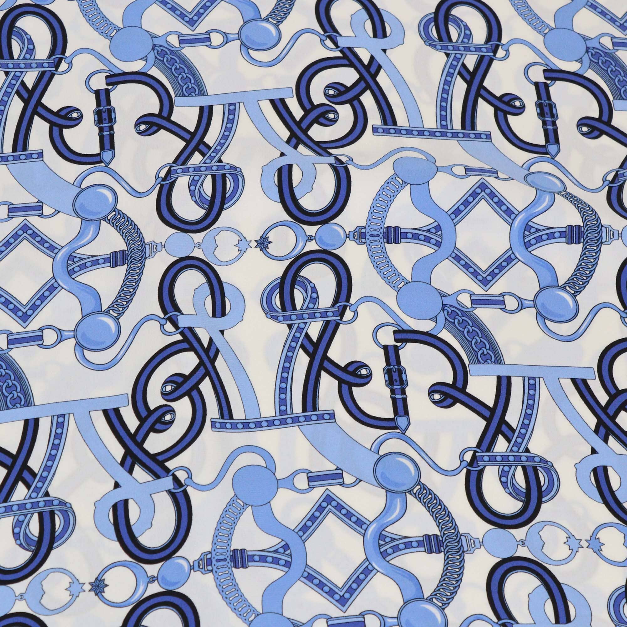 Hermes Blue/White Printed Crew Neck Top & Pants Set Womens Hermes 