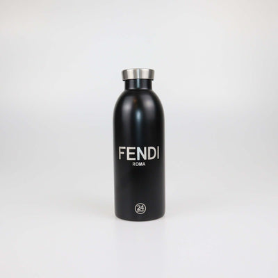 Fendi x 24 Bottles FF Coated Canvas Holder and Black Stainless Steel Bottle Set