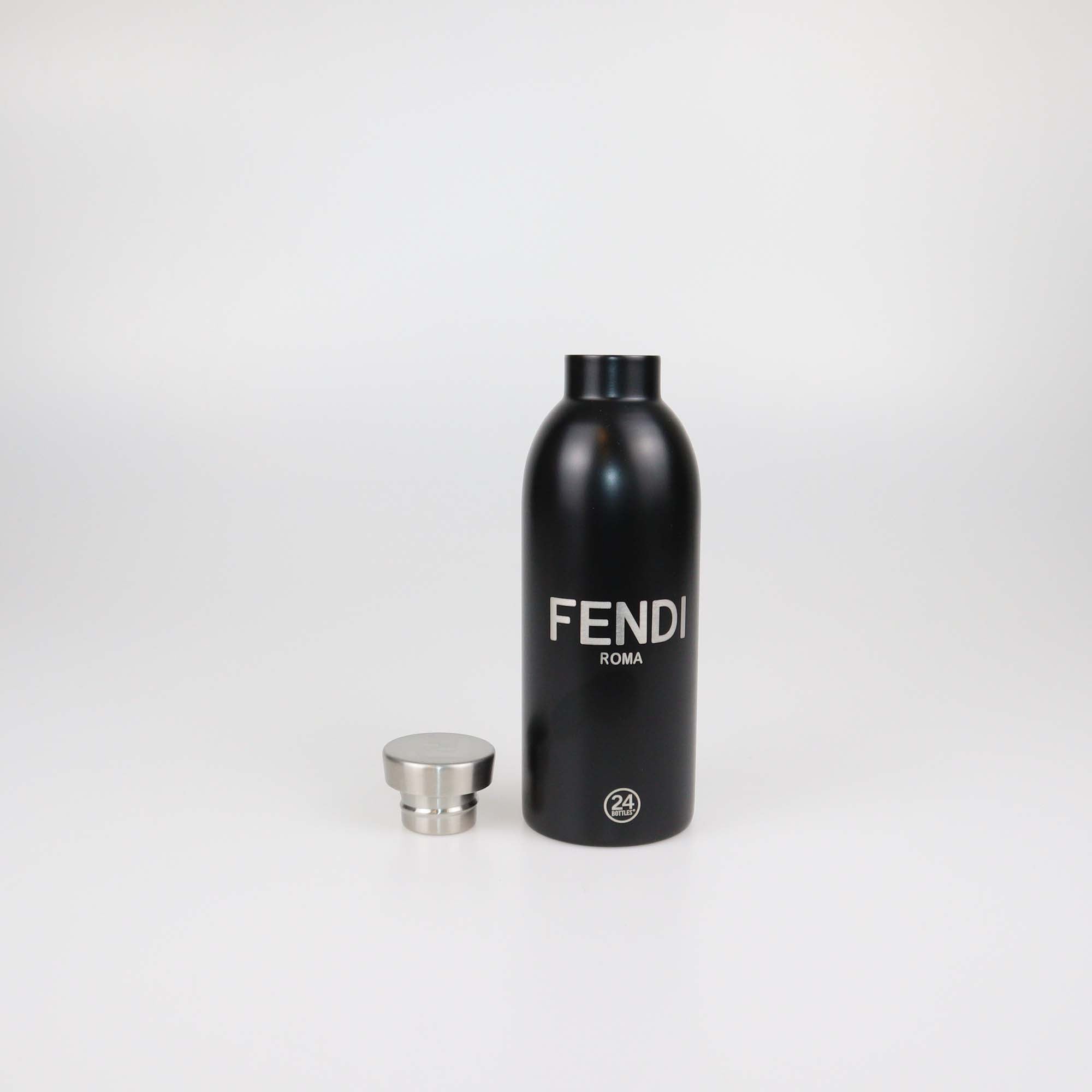 Fendi x 24 Bottles FF Coated Canvas Holder and Black Stainless Steel Bottle Set