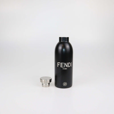 Fendi x 24 Bottles FF Coated Canvas Holder and Black Stainless Steel Bottle Set