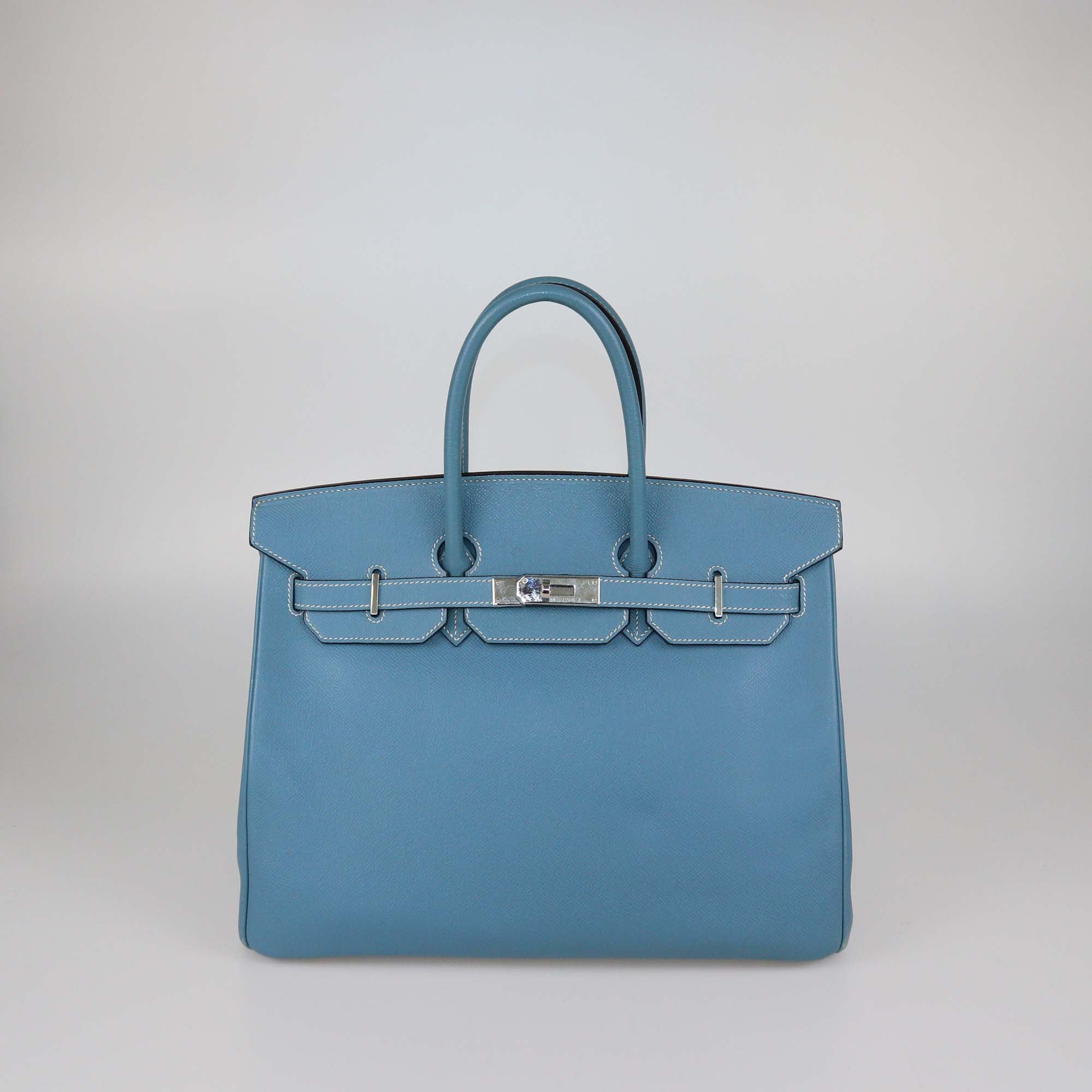 Hermes Blue Jean Epsom Leather Palladium Hardware Birkin 35 Bag