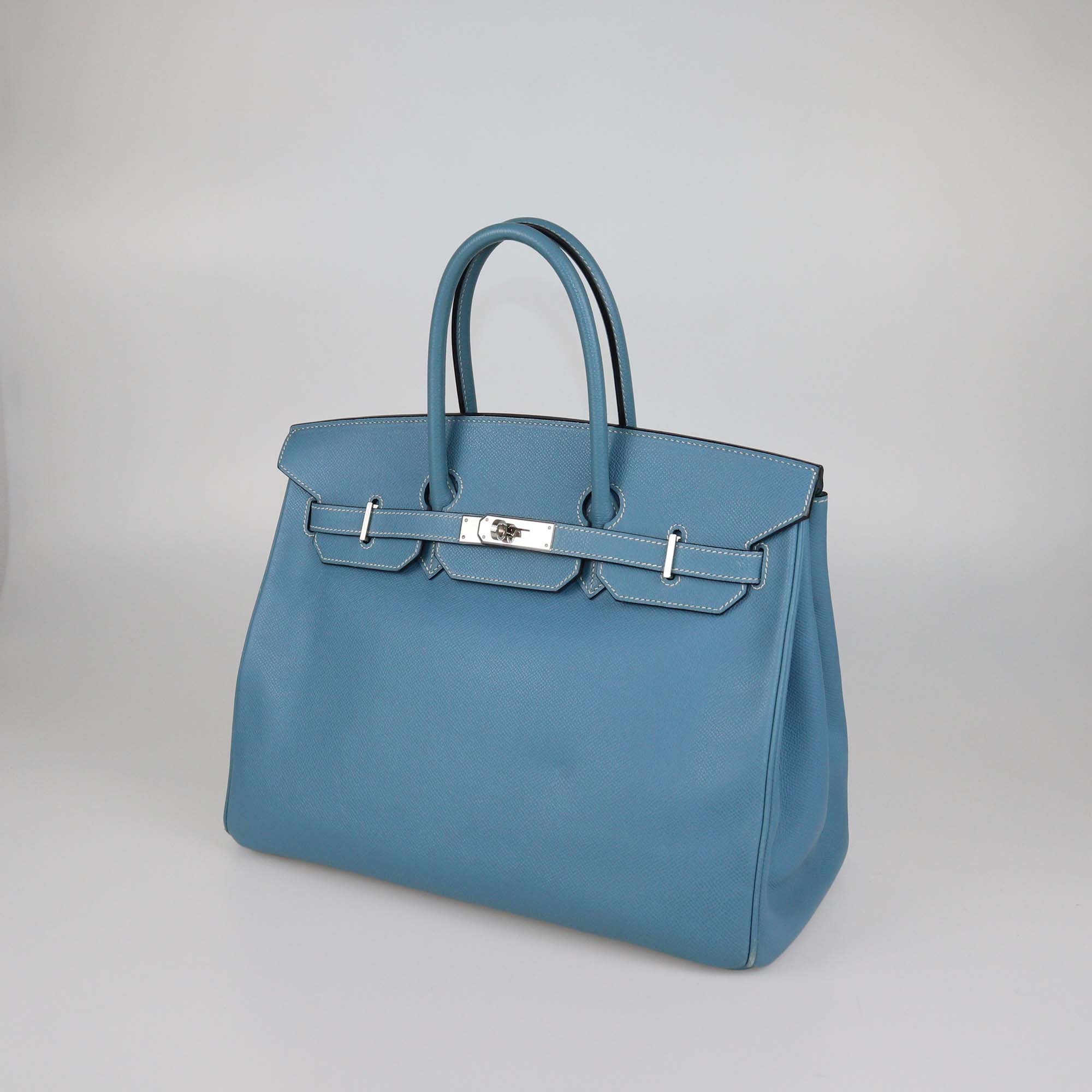 Hermes Blue Jean Epsom Leather Palladium Hardware Birkin 35 Bag