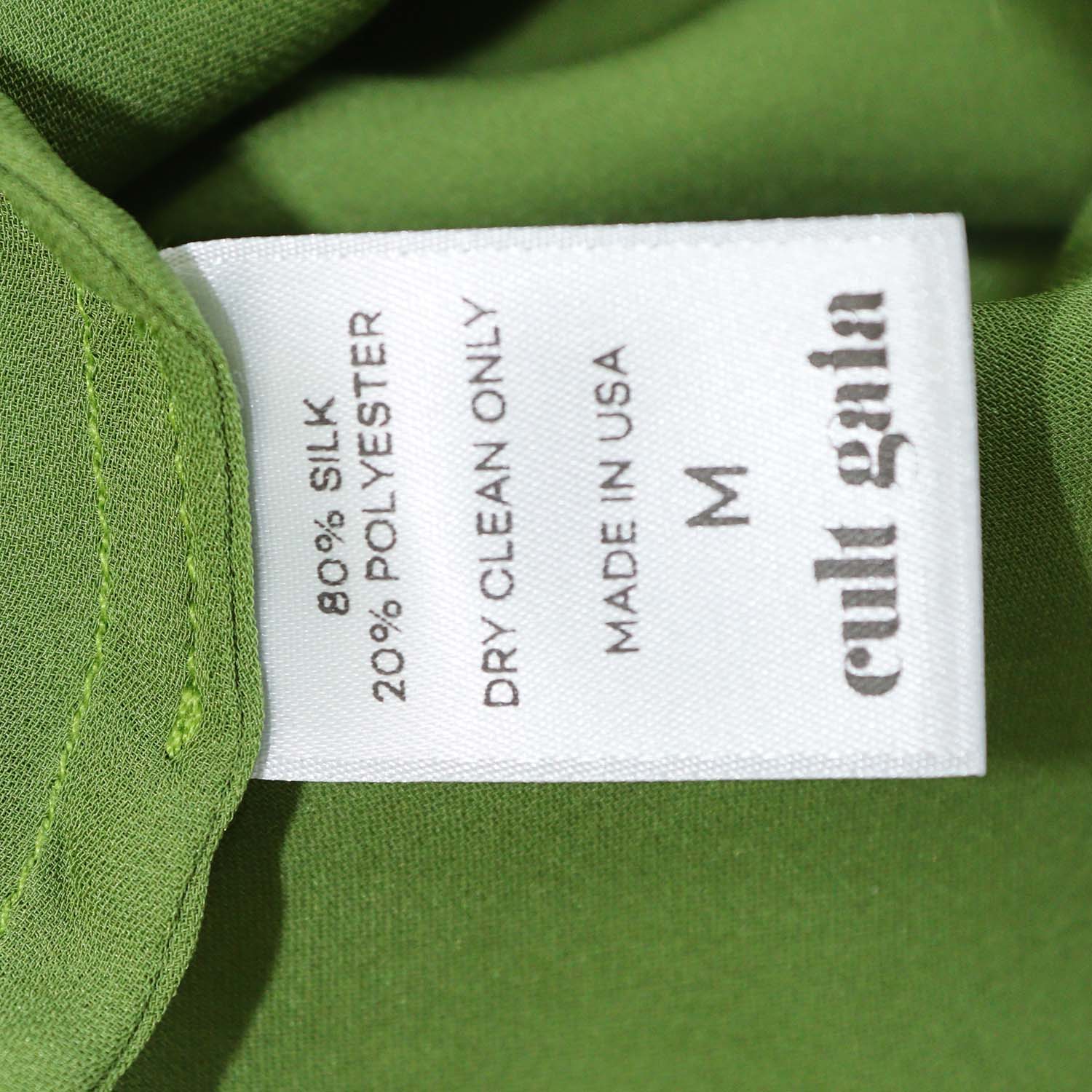 Cult Gaia Moss Green Blend Silk Tiered Asymmetric Maxi Dress