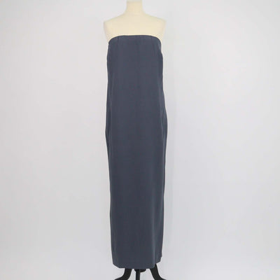 Brunello Cucinelli Grey Silk Abito Lungo Back Slit Strapless Long Dress
