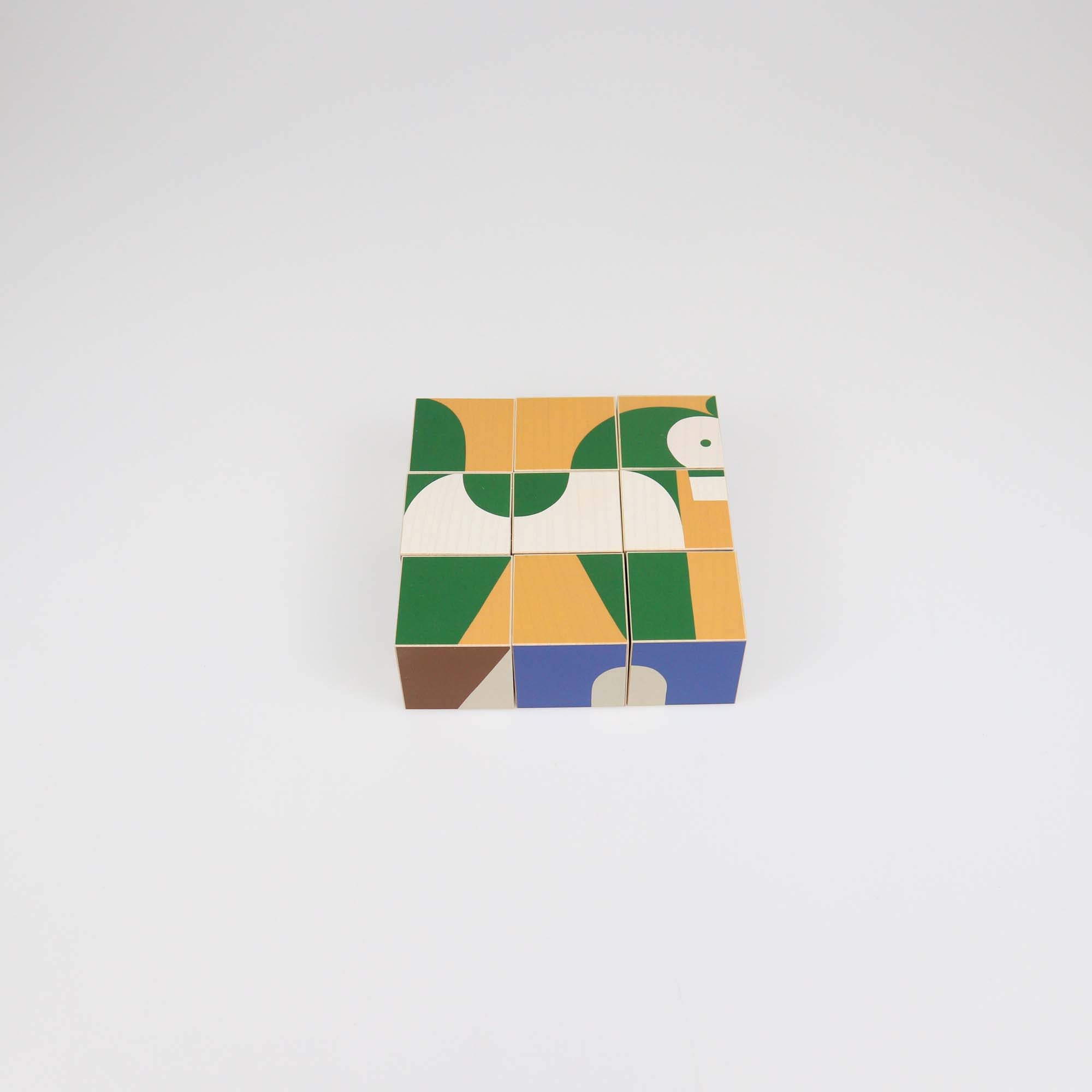 Hermes Multicolor Maple Wood Animaux Blocks Cube Game