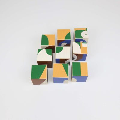 Hermes Multicolor Maple Wood Animaux Blocks Cube Game