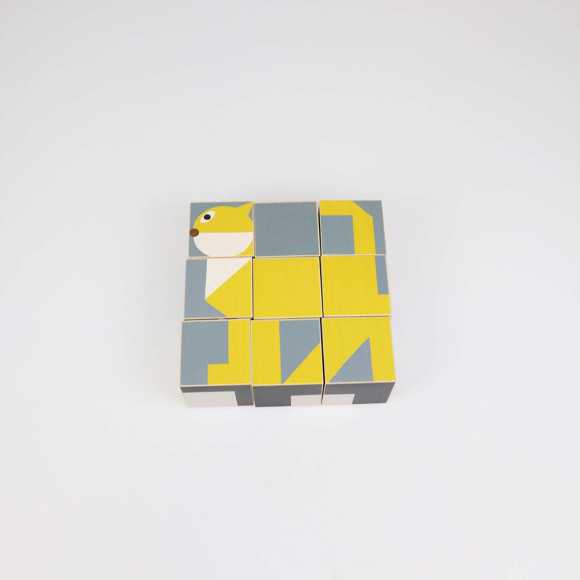 Hermes Multicolor Maple Wood Animaux Blocks Cube Game
