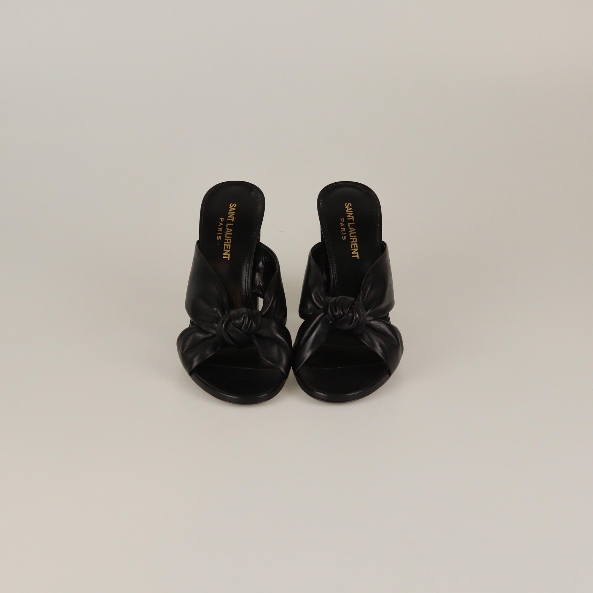 Saint Laurent Black Bianca Slide Sandals Womens Saint Laurent 