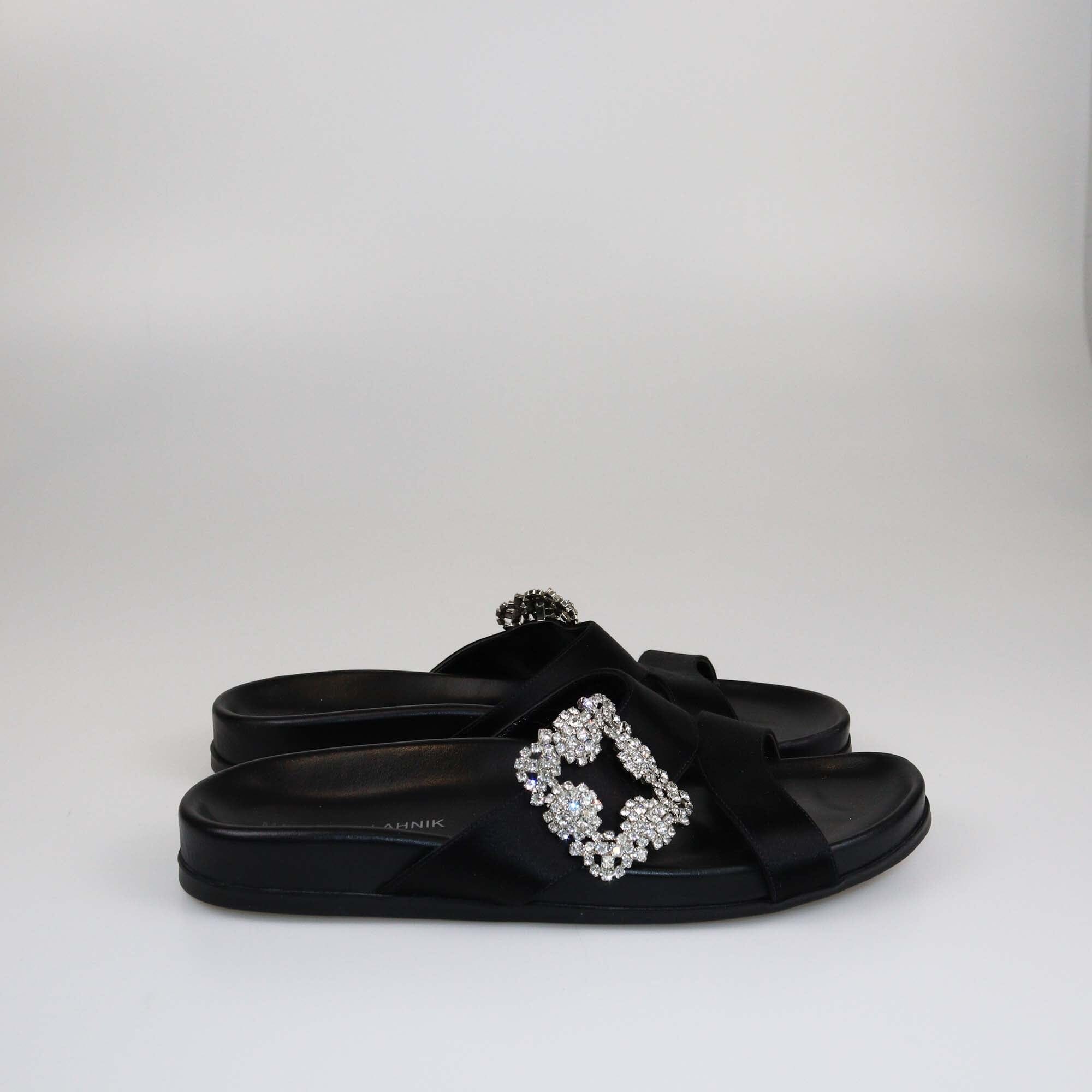 Manolo Blahnik Black Chilanghi Flats Womens Manolo Blahnik 