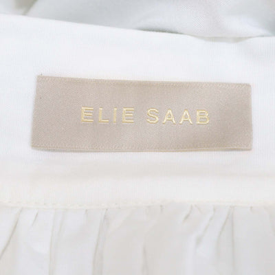 Elie Saab White, Green Cotton Blend Floral Embroidered Poplin Shirt and Maxi Skirt Set