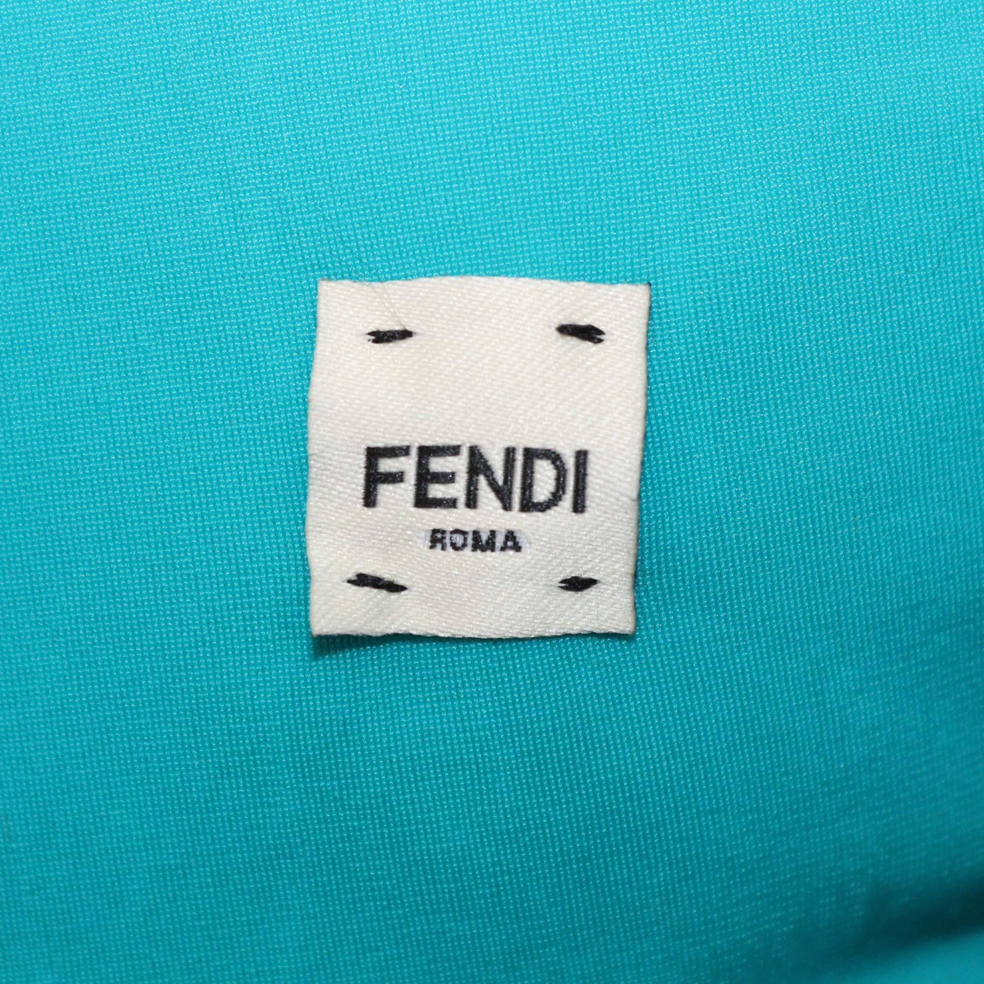 Fendi Turquoise Blue Fox Fur Aviator Ski Hat