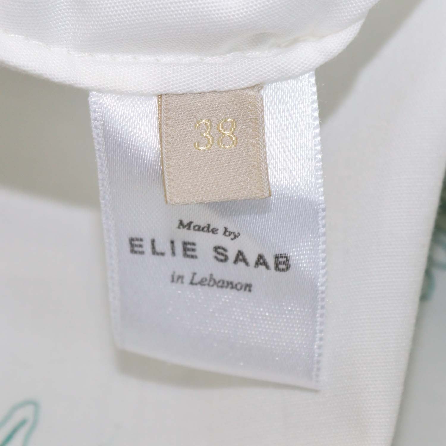 Elie Saab White, Green Cotton Blend Floral Embroidered Poplin Shirt and Maxi Skirt Set
