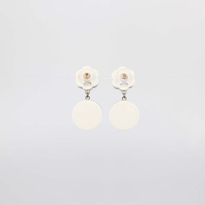 Chanel Black/White Resin Coco Mark Camellia Drop Earrings