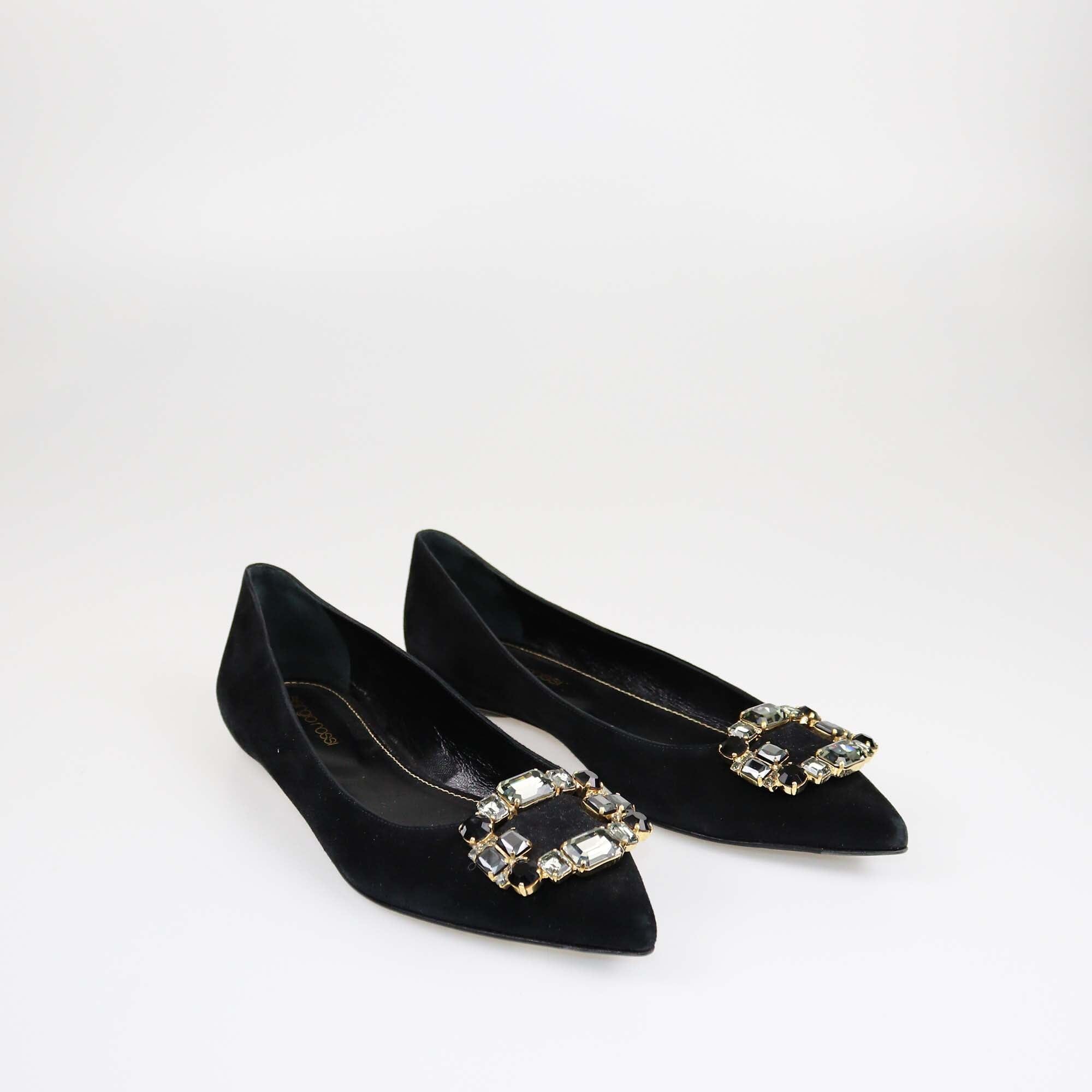 Sergio Rossi Black Crystal Embellishments Pumps Womens Sergio Rossi 