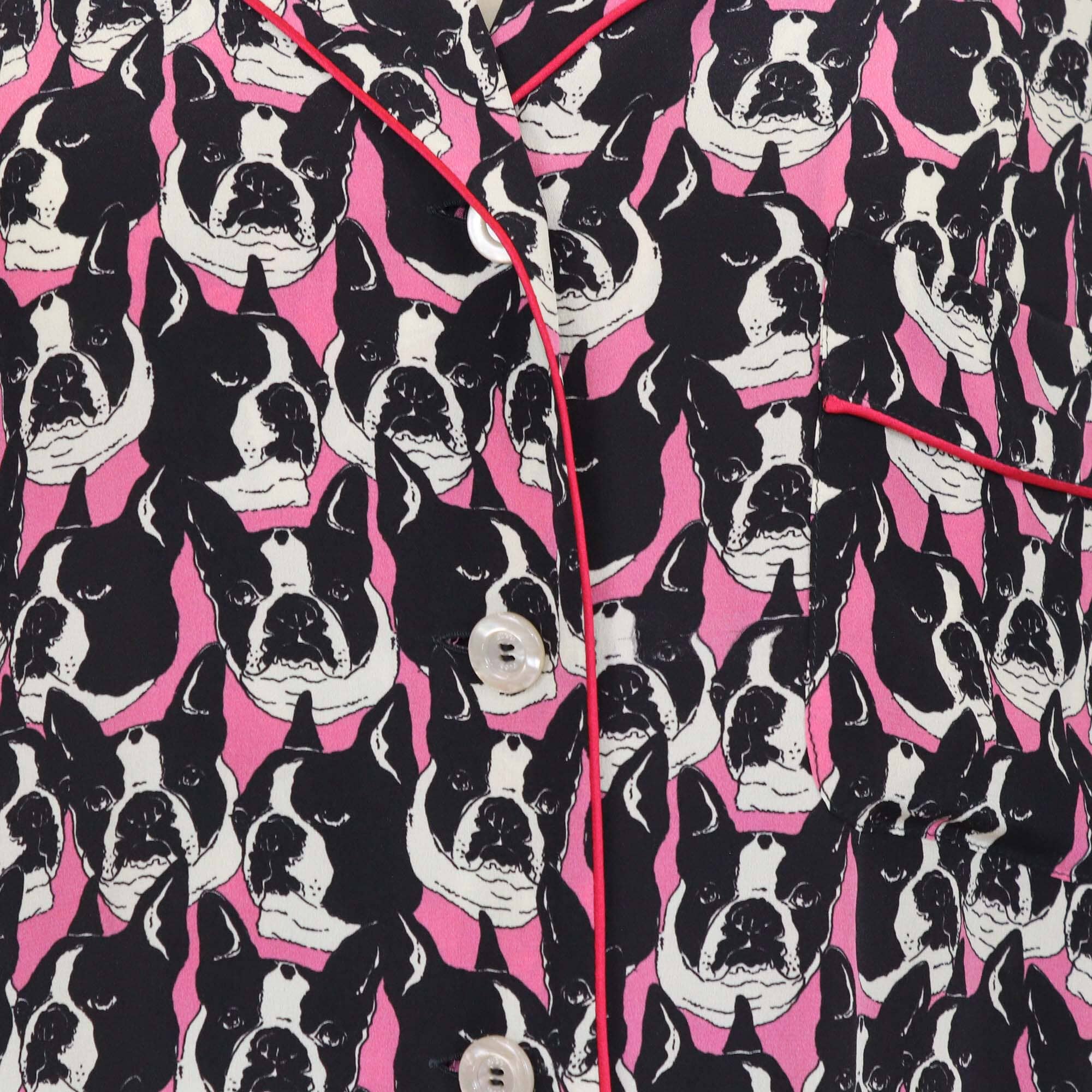 Gucci Tricolor Dog Print Drawstring Long Sleeve Shirt Womens Gucci 