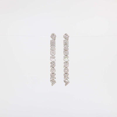 Fendi Silver Tone Metal Crystal Embellished Fendi Roma Drop Earrings