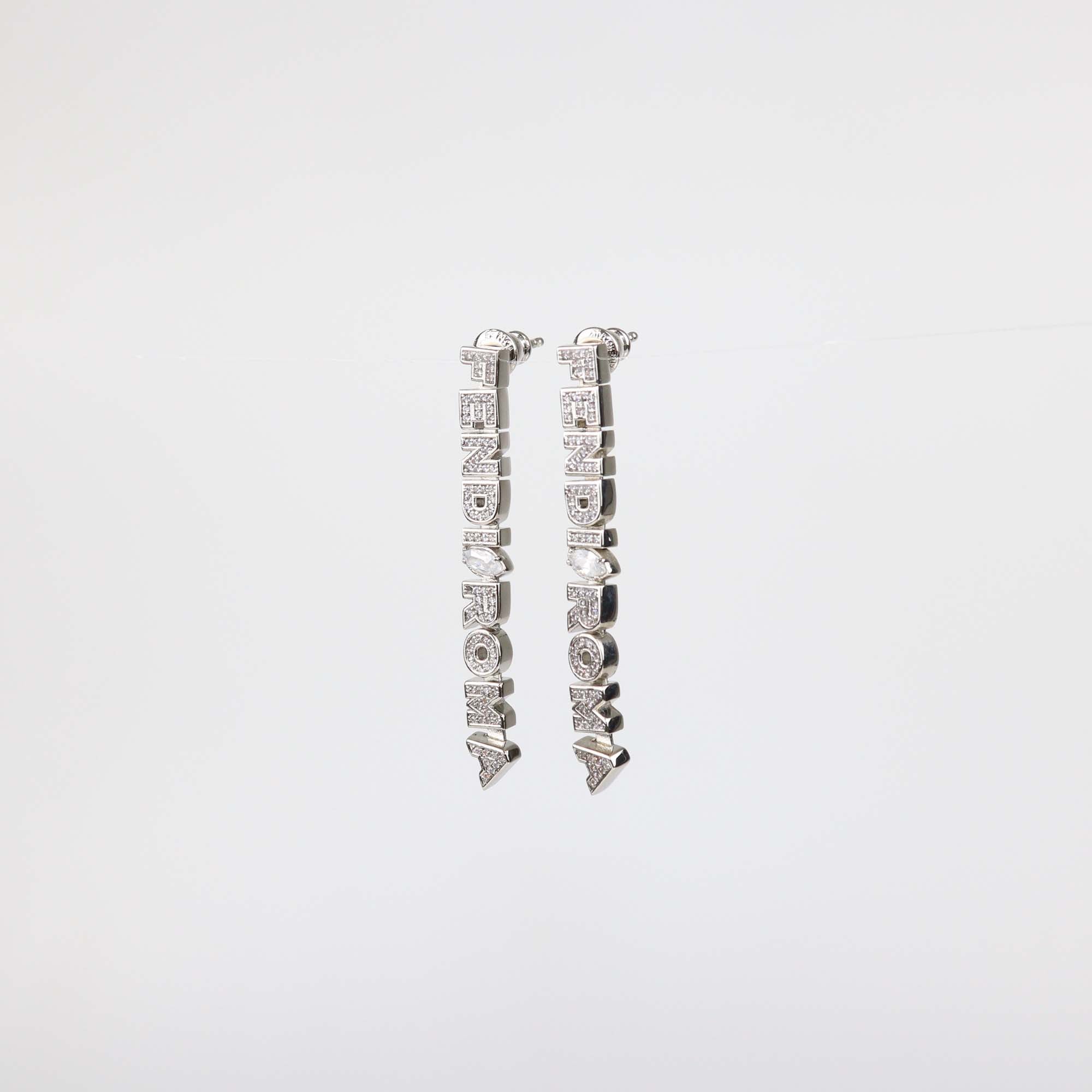 Fendi Silver Tone Metal Crystal Embellished Fendi Roma Drop Earrings