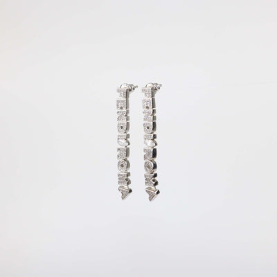 Fendi Silver Tone Metal Crystal Embellished Fendi Roma Drop Earrings
