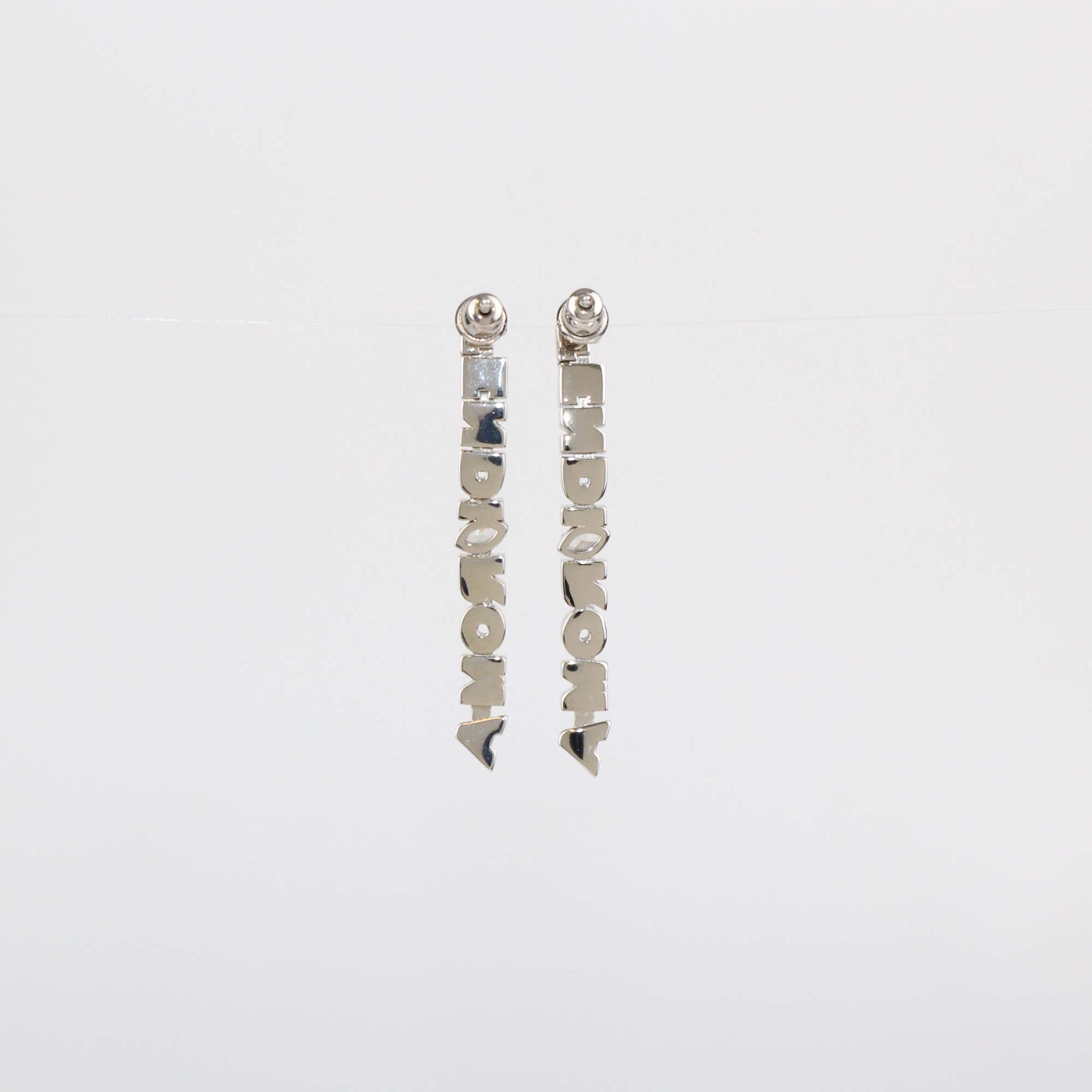 Fendi Silver Tone Metal Crystal Embellished Fendi Roma Drop Earrings