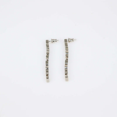 Fendi Silver Tone Metal Crystal Embellished Fendi Roma Drop Earrings