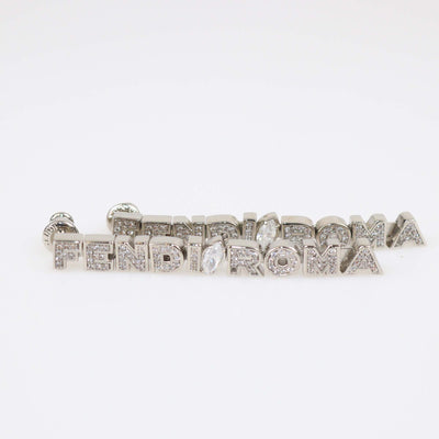 Fendi Silver Tone Metal Crystal Embellished Fendi Roma Drop Earrings