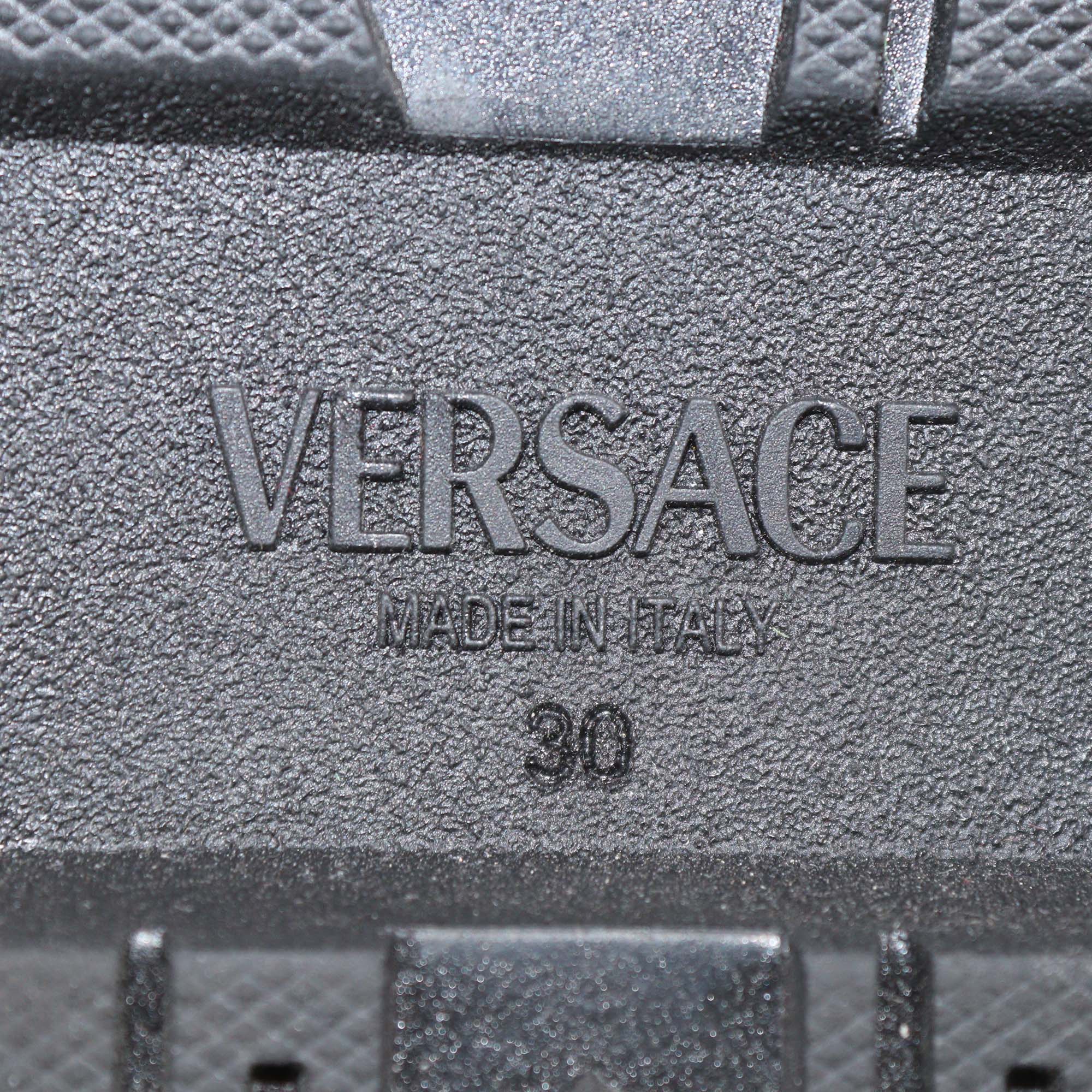 Versace Kids Black Croc Embossed Leather Ankle Boots